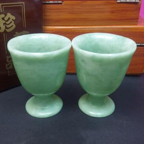 China Handmade Jade Carving Natural Jade Wine Cup A Pair