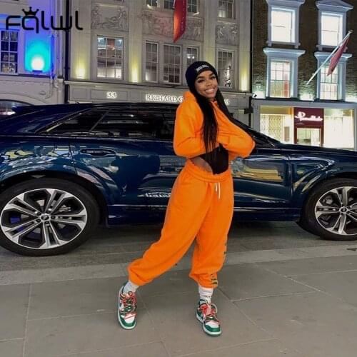 FQLWL Streetwear Oversized Hoodie And Joggers Sweatpants Tracksuit Female 2 Two Piece Sets Women Outfits Sweatsuit Matching Sets