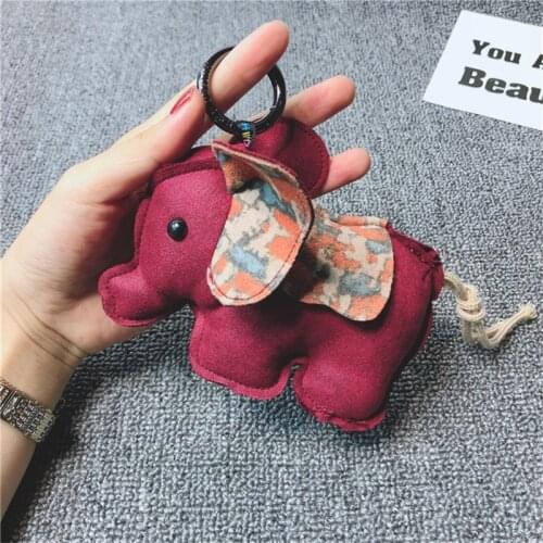 Creative Luxury Elephant Animal Keychain Seude Leather Cute Key Chain for Women Girl Bag Pendant Car Key Ring Jewelry Gift