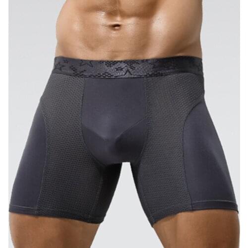 Ice Silk Man Sport Panties Men Mesh Short Underwear Sports Underpantes Anti-wear Leg Running Fitness Briefs