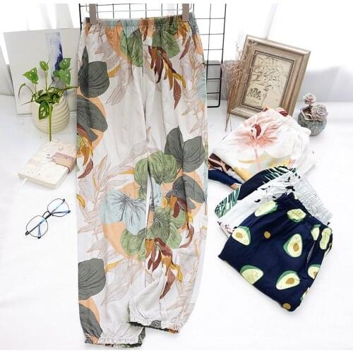 Summer Cotton Pajama Soft Beautiful Retro Pants Home Suit for Women Clothes Long Comfortable Plus Size Casual Sleepwear Trousers