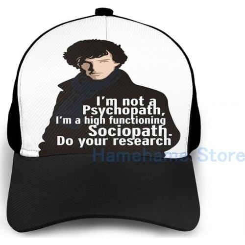 Fashion Sherlock - Psychopath Sociopath Basketball Cap men women Graphic print black Unisex adult hat