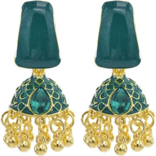 2020 New Trendy Earrings Female Temperament Fashion all-match out Earrings Cold Wind Niche High-end Sense with Bells Rhinestones