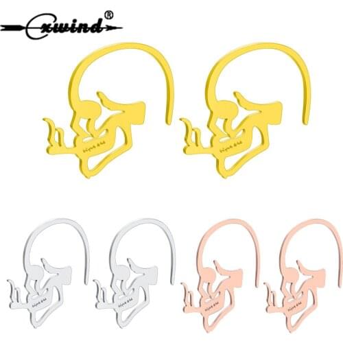 Cxwind New Fashion Stainless Steel Stud Earrings Gold Color Skull Stud Earrings for Women Girl Punk Ear Charms Jewelry