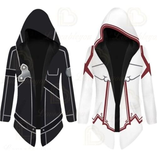 Sword Art Online Cosplay Jacket Trench SAO Costume Cool Unisex Cloak Carnival Costume Spring Autumn Hooded Cape Coat