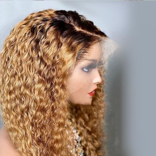 Brazilian Water Wave 13*6 Deep Part Lace Front Wig 100% Remy Human Hair Lace Wigs For Women Ombre Blonde 4/ 27 Lace Wig