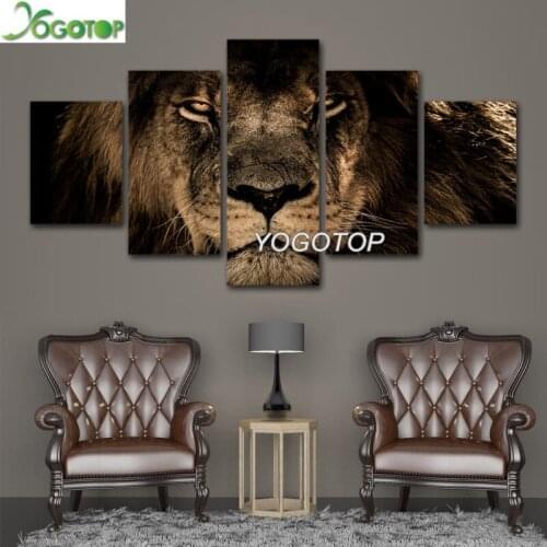 Puzzle DIY Diamond Painting King Lion Animal 5D Full Drill mosaic Diamond Embroidery Handcraft Kit Home decor 5 Panels ML1042