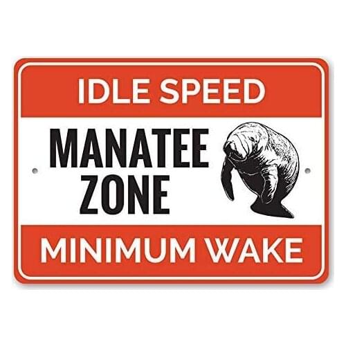 Personalized Metal Sign Indoor/Outdoor Wall Decor,Manatee Zone Sign - 8" X 12"
