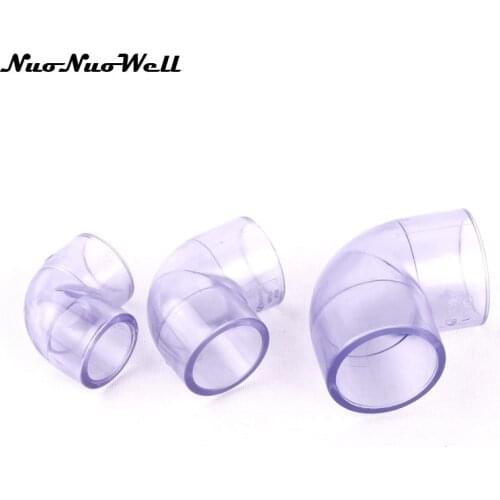 1pcs NuoNuoWell Transparent Plastic UPVC 90 Degree Equal Elbow Hose Connector for Garden Irrigation Watering Pipe/Tube Parts