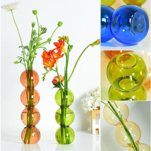 Simple Bubble Vase Hydroponic Spherical Glass Vase Transparent Color Flower Arrangement Table Decoration Ornaments GQ GQ