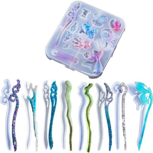 Transparent Hairpin Silicone Special Mould For Resin Real Flower Diy Hair Jewelry Making Mold Epoxy Resin Molds