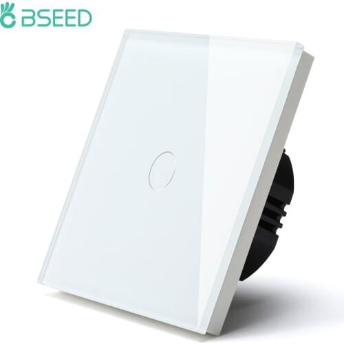 BSEED Wall Touch Switches Crystal Light Switch 1Gang1Way Lamp Switch EU Standard No Neutral Wire Bule Backlight Sensor switches