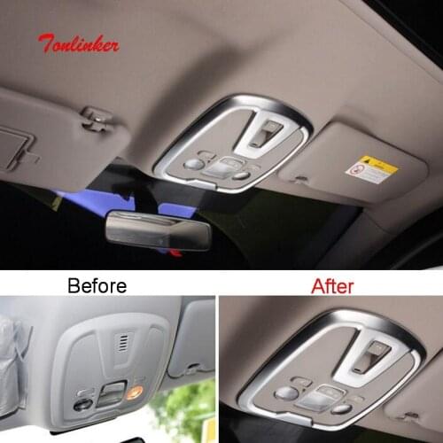 Tonlinker Interior Front/Rear Readlights Cover sticker for Peugeot 308 T9 2014-19 Car Styling 2 PCS ABS Carbon Cover sticker