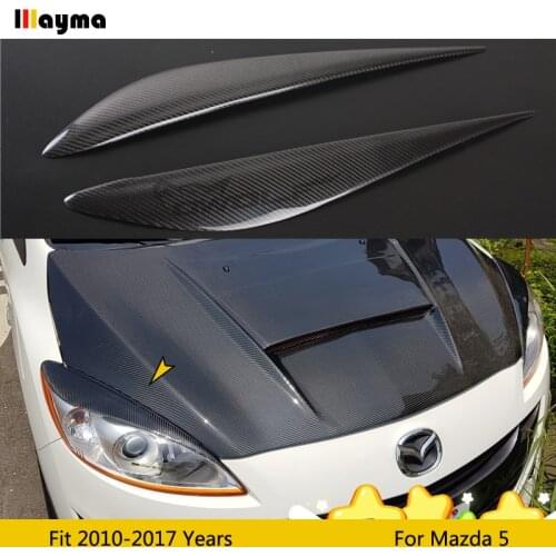 Carbon fiber headlight covers eyelid For Mazda 5 2010 - 2017 Fiber glass primer front lamp decorative eyebrow sticker 2pcs/set