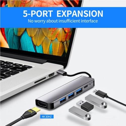 USB C Hub Type-C to HDMI-compatible 100M Adapter OTG for Macbook Pro/Air M1 2021 Type-C 4/5/6/7 Ports Dock Splitter Box USB Hub