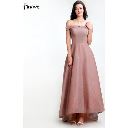 Finove 2020 Formal Evening Dresses Long Elegant Boat Neck Simple Sequined A-Line Party Gowns Floor-Length In Women' Dress Long