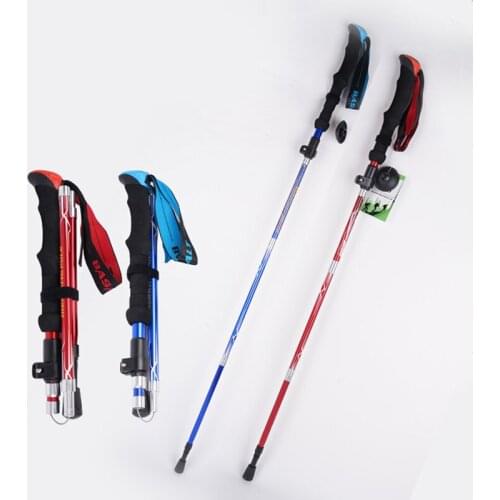1 pack of trekking poles, aluminum alloy trekking poles, ultra-light camping climbing, folding step, telescopic walking stick