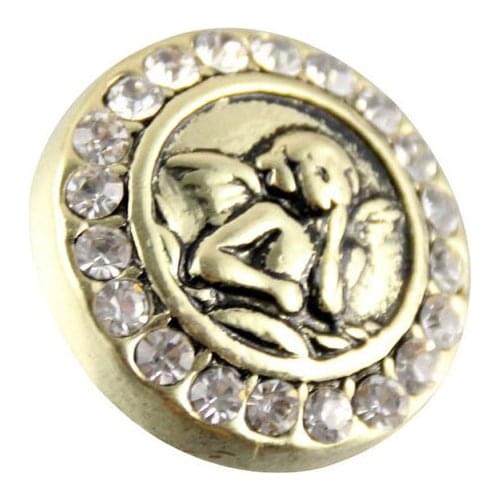 10PCS/LOT Wholesale 2019 New DIY Fashion Alloy Vintage Crystal Angel Round 18mm Snap Buttons Charms DIY Snap Jewelry