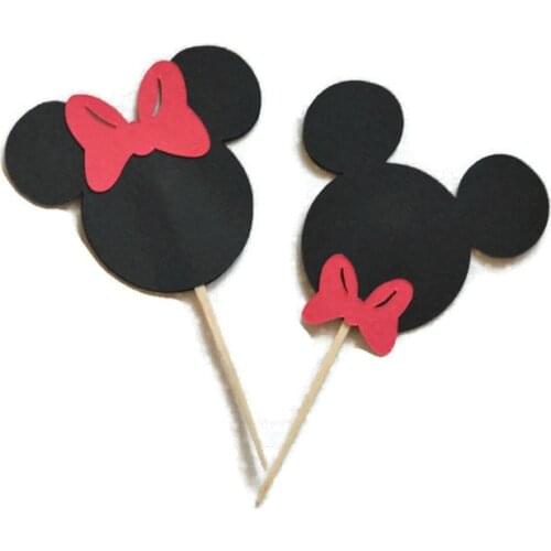 12pcs mouse Cupcake Toppers Gender Reveal Bowtie Baby shower toppers. Baby shower decorations. Baby girl, baby boy