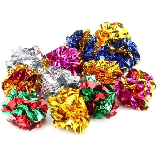 12pcs Mylar Crinkle Balls Cat Toys Interactive Sound Ball Big Balls Toys Ring Paper Pet Play Balls Toys Dog Accessories Pet Toys