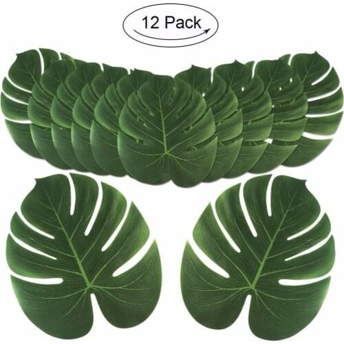 12Pcs Green Artificial Tropical Palm Leaves For Banquet Table Decorations Dining Table Placemats Wedding Party Decoration