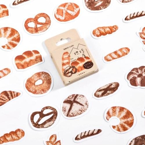 45Pcs/Box Vintage Baking Hut Series Bread Mini Paper Sticker Package DIY Diary Decoration Sticker Album Scrapbooking