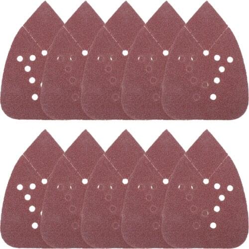 50PCS Hook And Loop 12 Holes Grinding Mouse Sander Sanding Pad Sandpaper Polishing Abrasiv 80# Grit Sheets 133*95