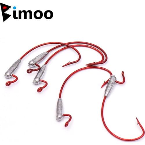 Bimoo 50PCS Weighted Worm Hooks Bass Fishing Crank Shank Hook Saltwlater Fishing Hook 4/0 5/0 2g 3.5g Fishing Terminal Tackle