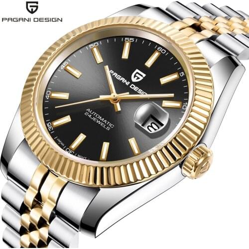 PAGANI DESIGN Fashion Men Watches Stainless Steel Business Military Automatic Mechanical 100M Waterproof Watch Relogio Masculino