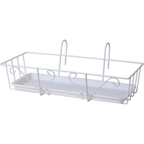 Trough Holder For Use On Balconies Window Box Planter Flower Pot Hanger WHite Sturdy Wrought Iron Anti-rust Basket Holders