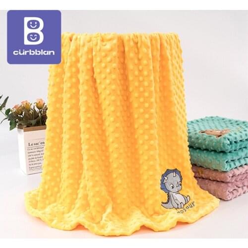 Curbblan Cartoon Embroidery Microfiber Dot Dot Blanket Children 90x90cm Soft Small Blankets For Kids Home Textile In Stock