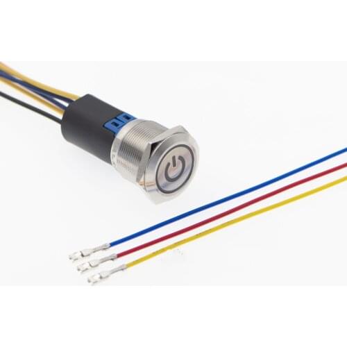 ELEWIND 25mm illuminated Power symbol Momentary push button switch with connector(PM251F-11ET/B/12V/S)