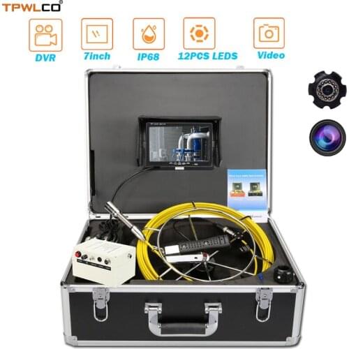 20m Cable 23mm Pipeline Inspection Camera DVR Function Video Pipe Inspection Camera System With 7" Color Screen/Sun-visor