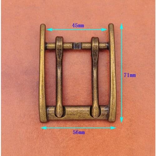 Classic Strong Metal Brass Plated Men Wide End Bar Prong Double Pin Buckle Leathercraft Jeans Belt Buckle Replacement Fits 45mm