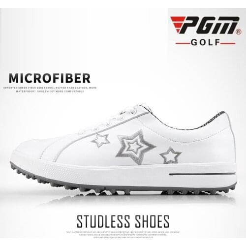 Pgm Women Star Print Golf Shoes Lightweight Breathable Training Shoes Non-Slip Wearable Small White Golf Sneakers D0770