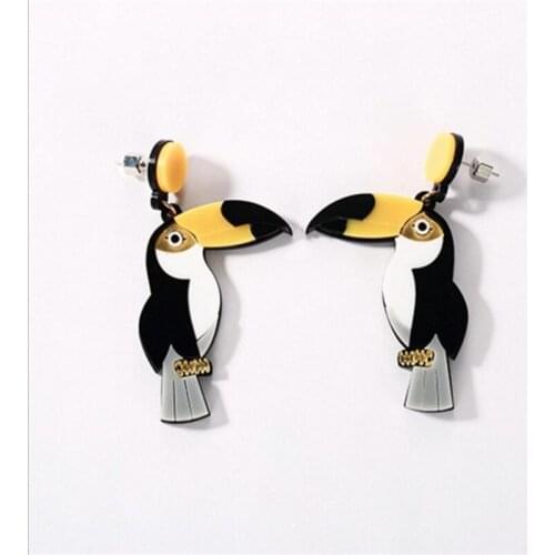Cute Parrot Drop Earrings For Women Punk Hip Hop Animal Bird Parrot Earrings Trendy Ear Jewelry
