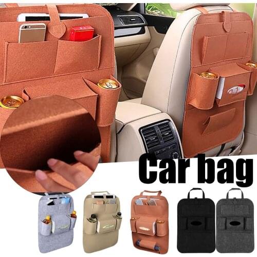 Multifunctional Car Back Seat Storage Bag Organizer Trunk Elastic Felt Storage Bag Multiple Pockets Organizer Hanging Bag