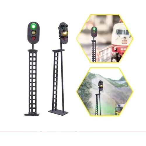 3-Head HO 1/87 Model Railway Block Signal Traffic Train Model Stoplight Crosswalk Signals With LED With Ladders