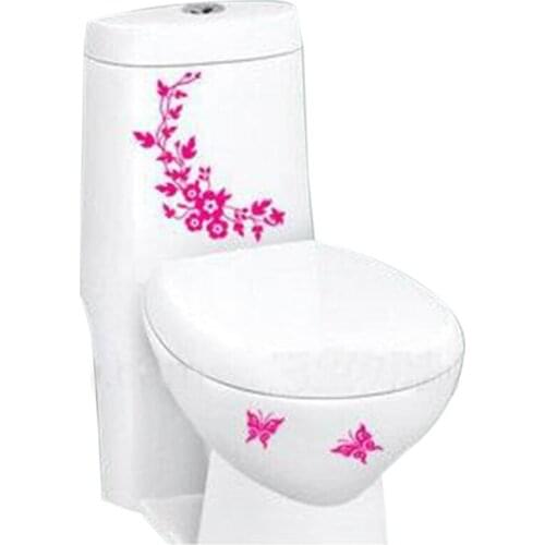 Fashion Butterfly Flower vine bathroom wall stickers home decoration toilet lid wall decals for toilet seat Cover decor sticker