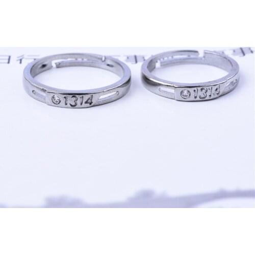 Hot Fashion Silver Plated Wedding Engagement Rings for Man Woman Number "1314" Couple Ring Crystal Jewelry Wedding Bands Gifts