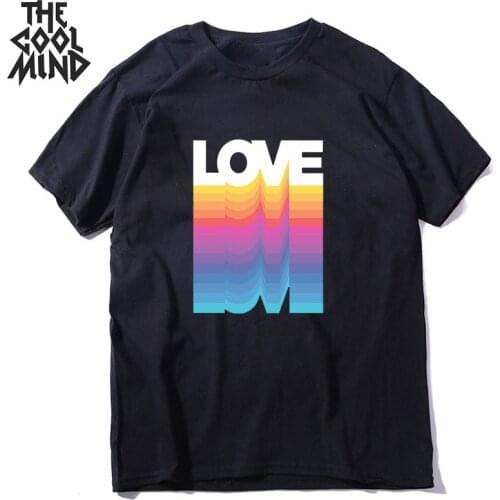 COOLMIND 100% cotton streetwear lovely print men T shirt casual looseo-neck men tshirt love print t-shirt male men tee shirts
