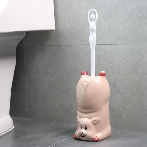NEWYEARNEW Toilet Cleaning Brush Set Lucky Pigs Creative Catoon Bathroom Decoration Wedding Gifts Free Shipping