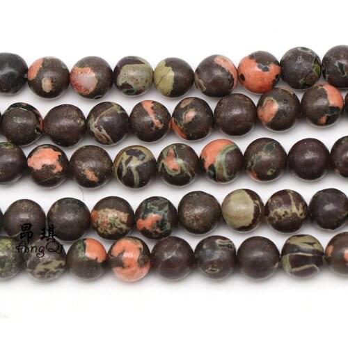 Natural Stone Plum Blossom Jaspers Round Loose Beads 6-10mm Pick Size Spacer Beads For Jewelry Making DIY Bracelets 15'' Strand