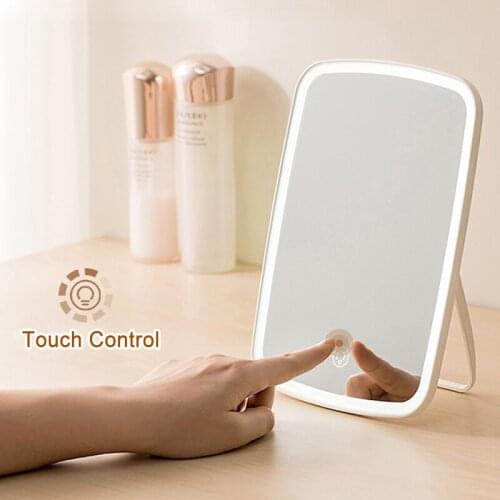 Portable Makeup Mirror with LED Light Natural White Daylight Touch Screen Vanity Mirrors Control Brightness Adjustable Light