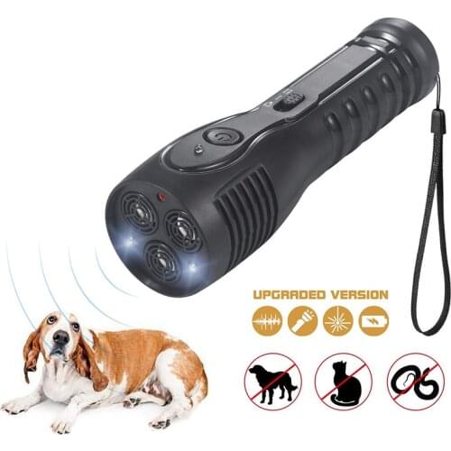 Handheld Anti Barking Device Rechargeable Ultrasonic Dog Repellent LED Flashlight Stop-Barking Ultrasonic Dog Repeller Pet Tool