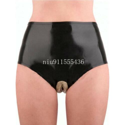 Sexy Latex Underwear Boxer Shorts Briefs With Anus&Vaginal Condom Handmade Women Short Pants kakegurui cosplay costume