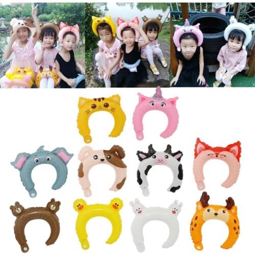 50pcs Hot Kids Toy Cartoon Animal Headwear Foil Balloon Comic Head Hoop Aluminum Baloon Childrens Day Birthday Party Gift