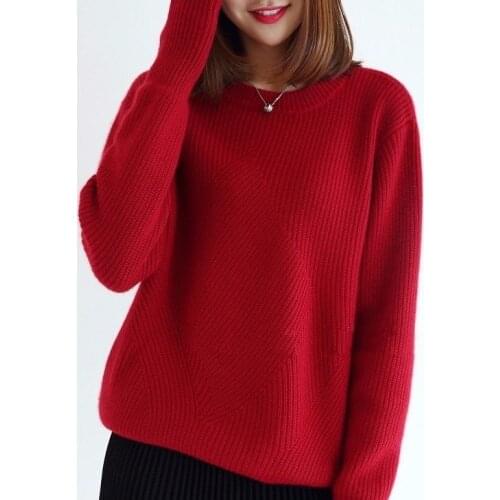 2020 Autumn Winter Sweater Loose O Neck Knitted Sweater Women Solid Long Sleeve Woman Big Size Thickening Pullover Sweaters L215