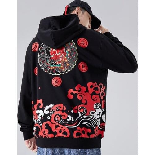 Harajuku Teen Hip Hop Loose-fitting Plush-size Hoodie Hoodie for Mens Outerwear
