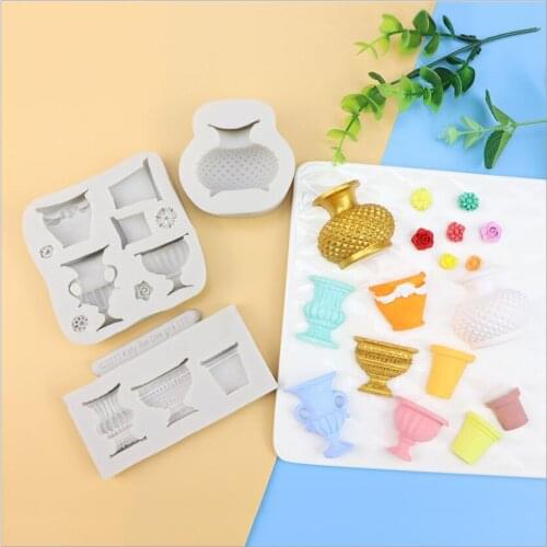 Three dimensional vase silicone mold DIY homemade vase flower incense gypsum mold food grade silicone sugar